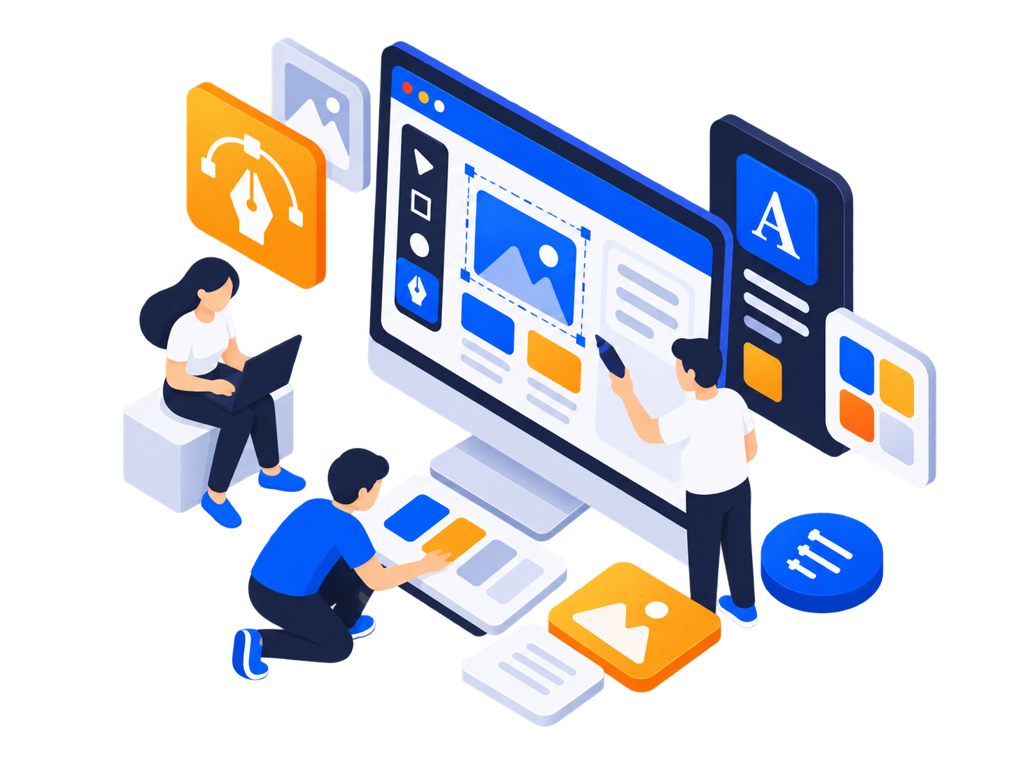 Isometric graphic & brand design illustration
