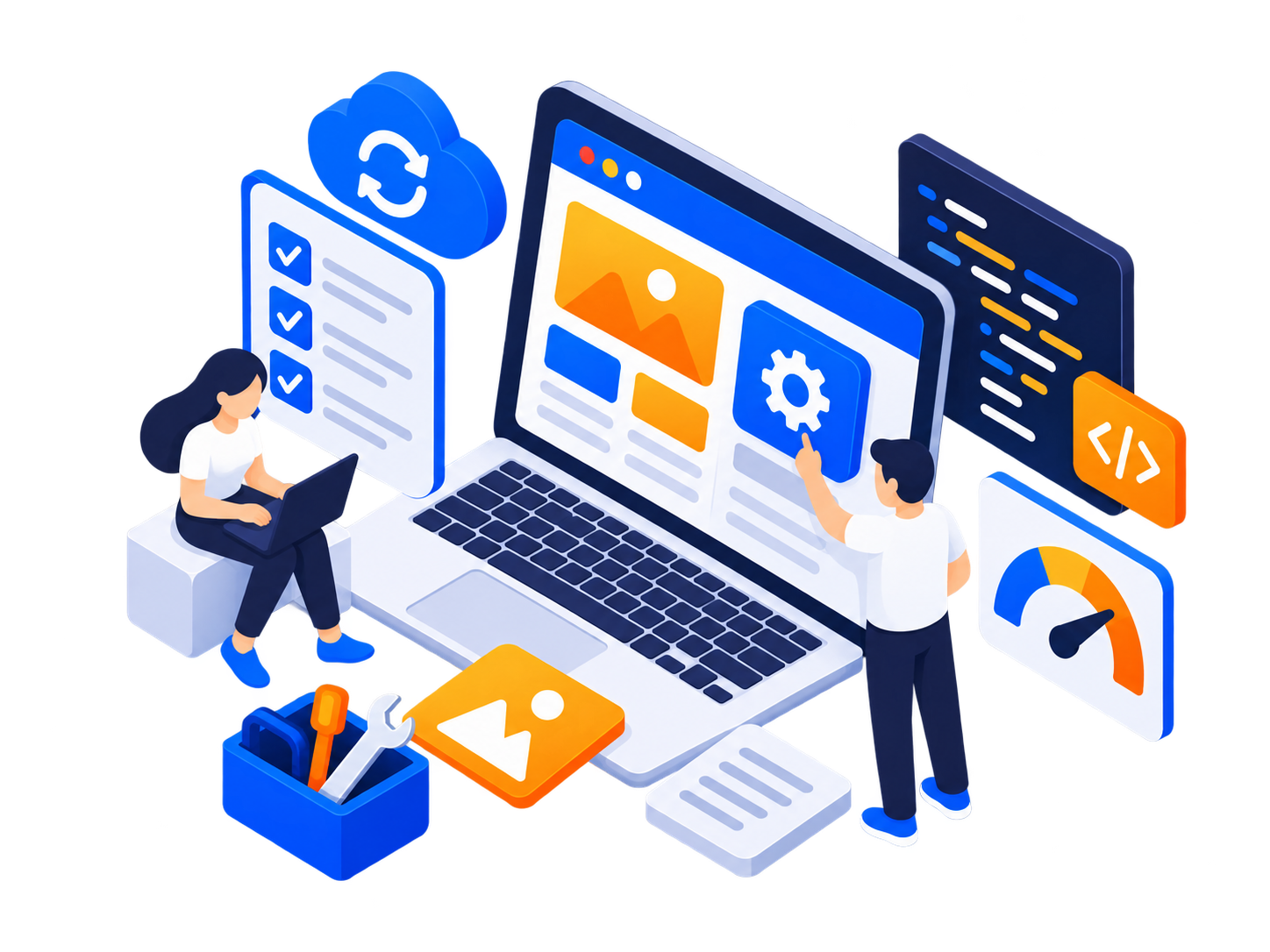 Isometric managed websites illustration