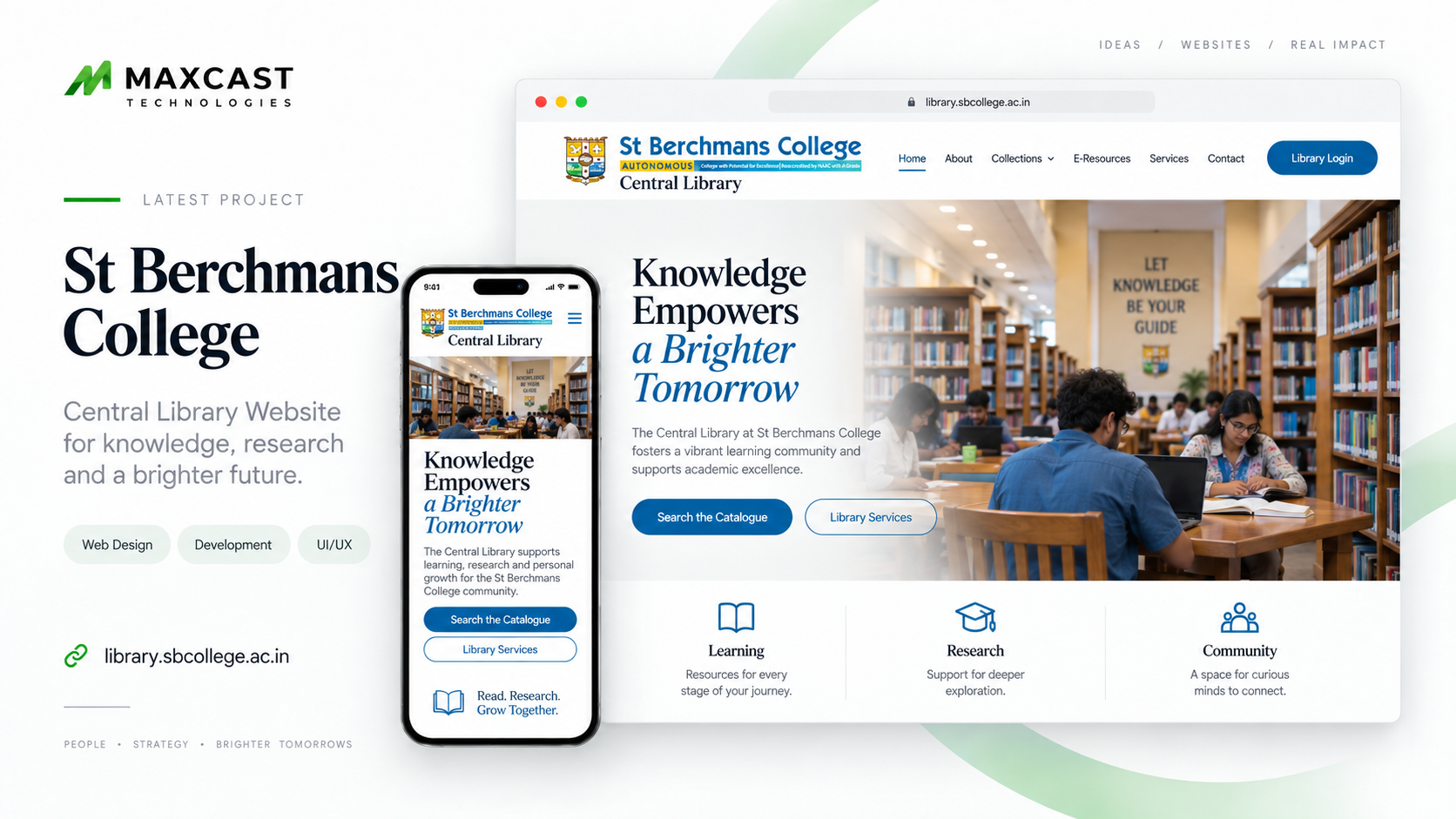 SB College Central Library website showcase