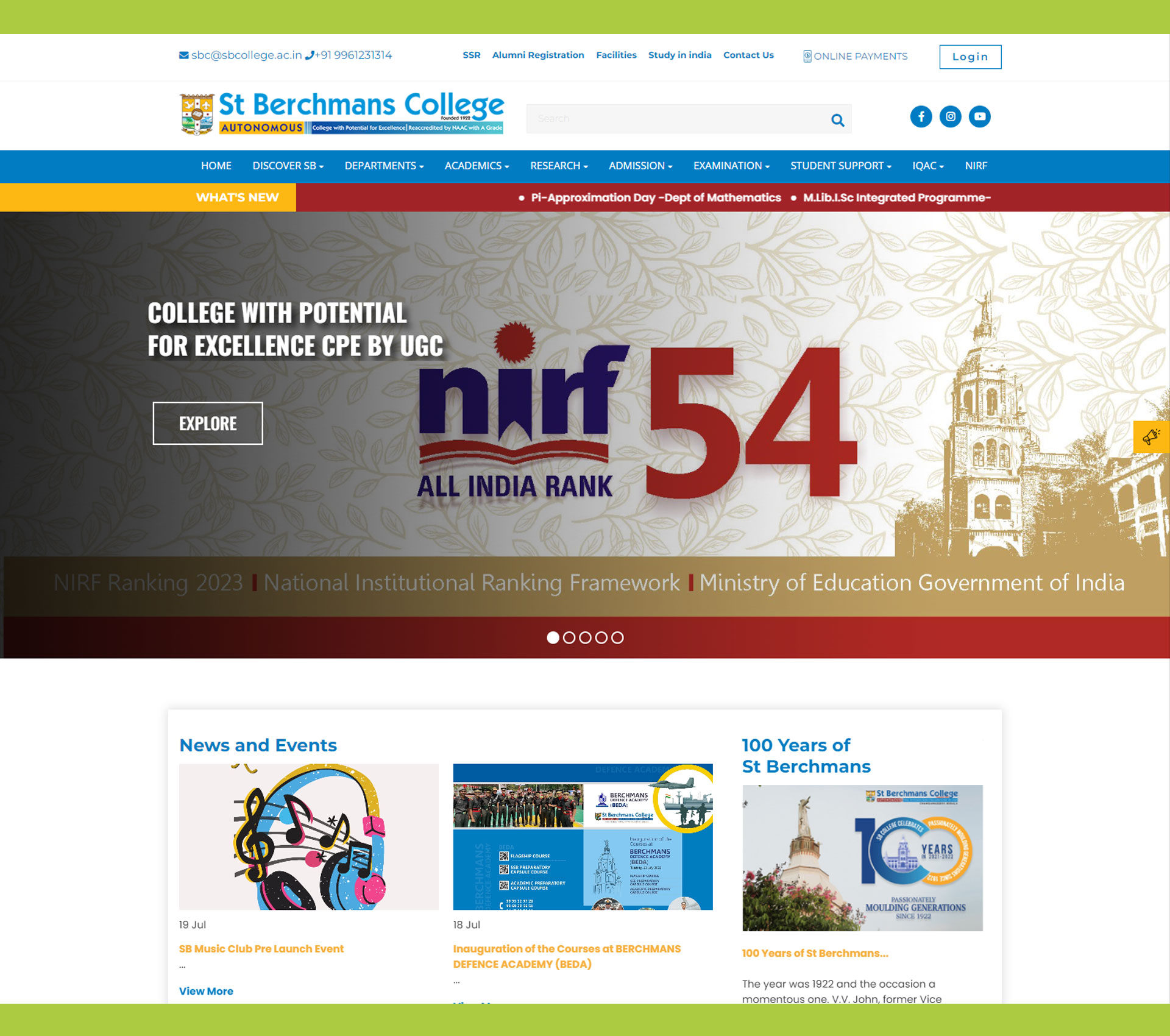 St Berchmans College website screenshot from Maxcast archive