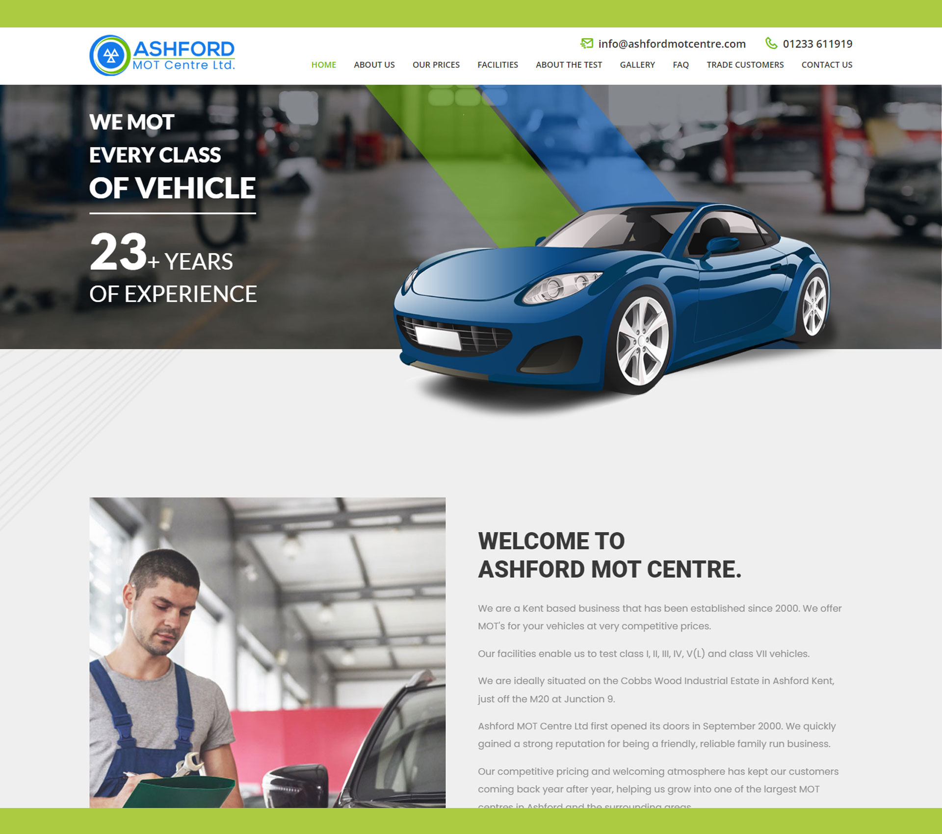 Ashford MOT Centre website showcase