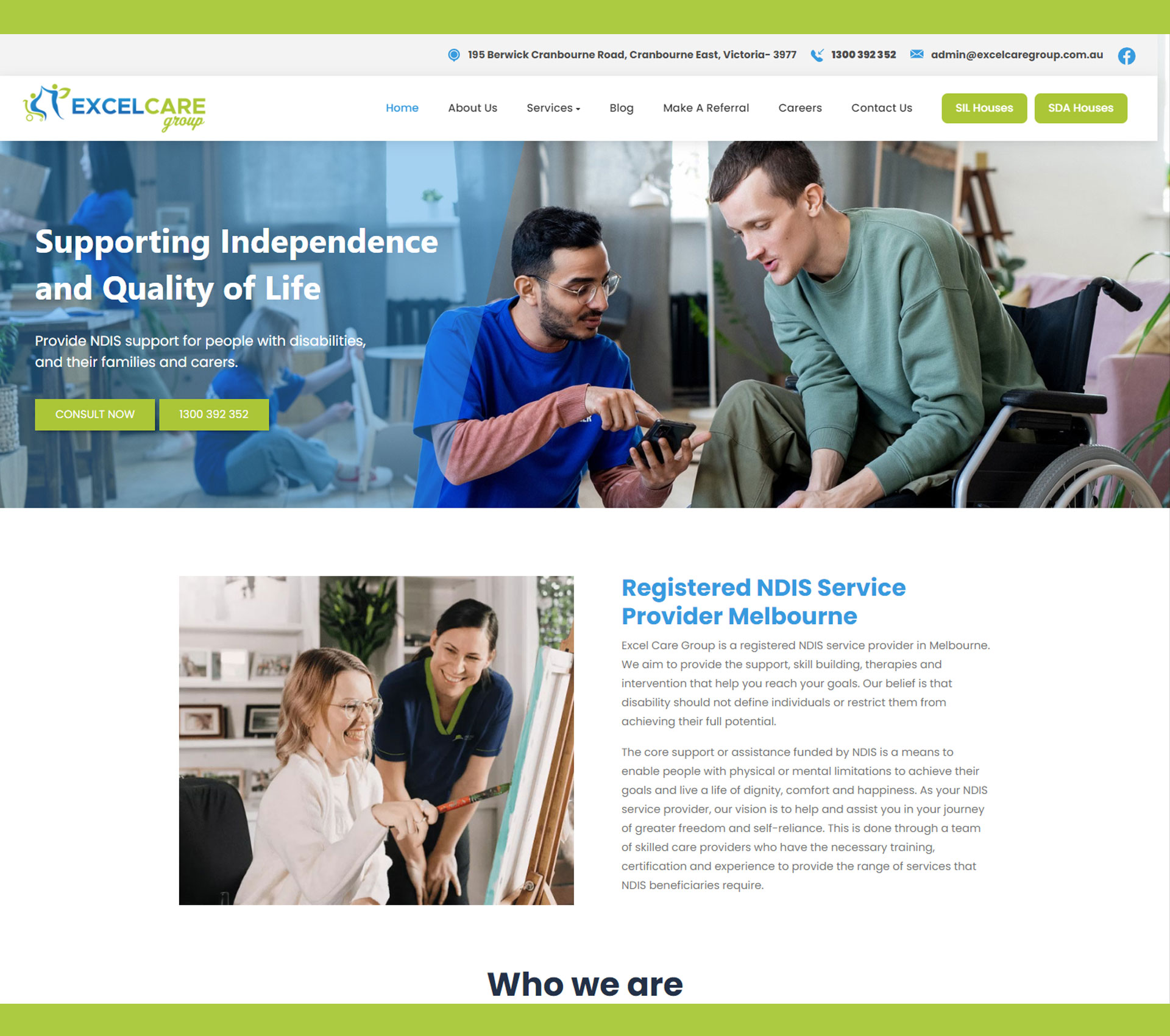 Excel Care Group website showcase