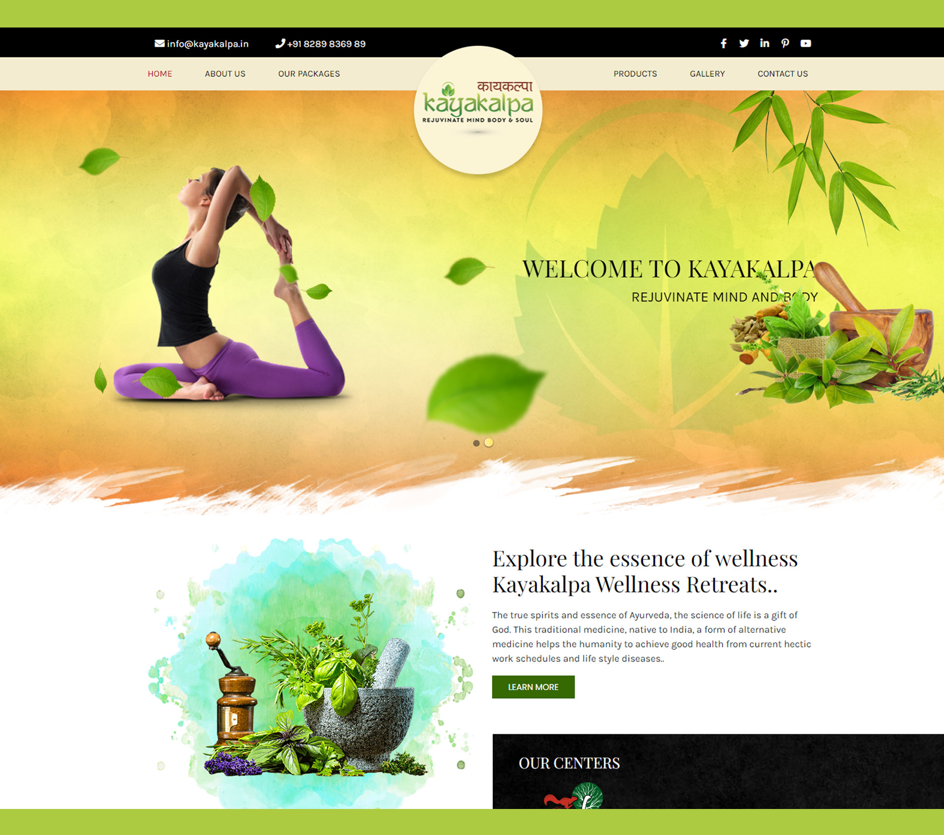 Kayakalpa Wellness Retreats website screenshot from Maxcast archive