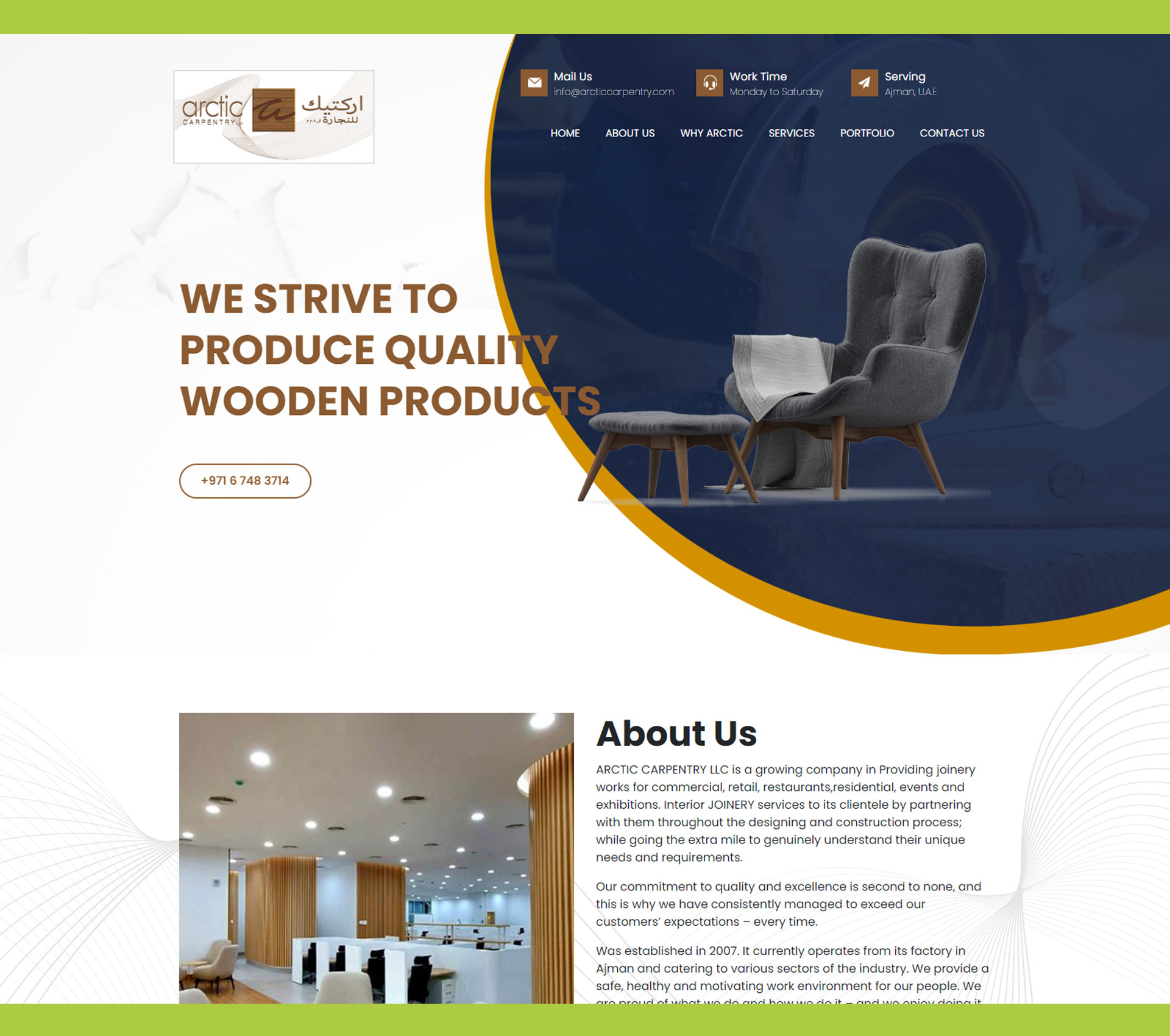 Arctic Carpentry LLC website showcase