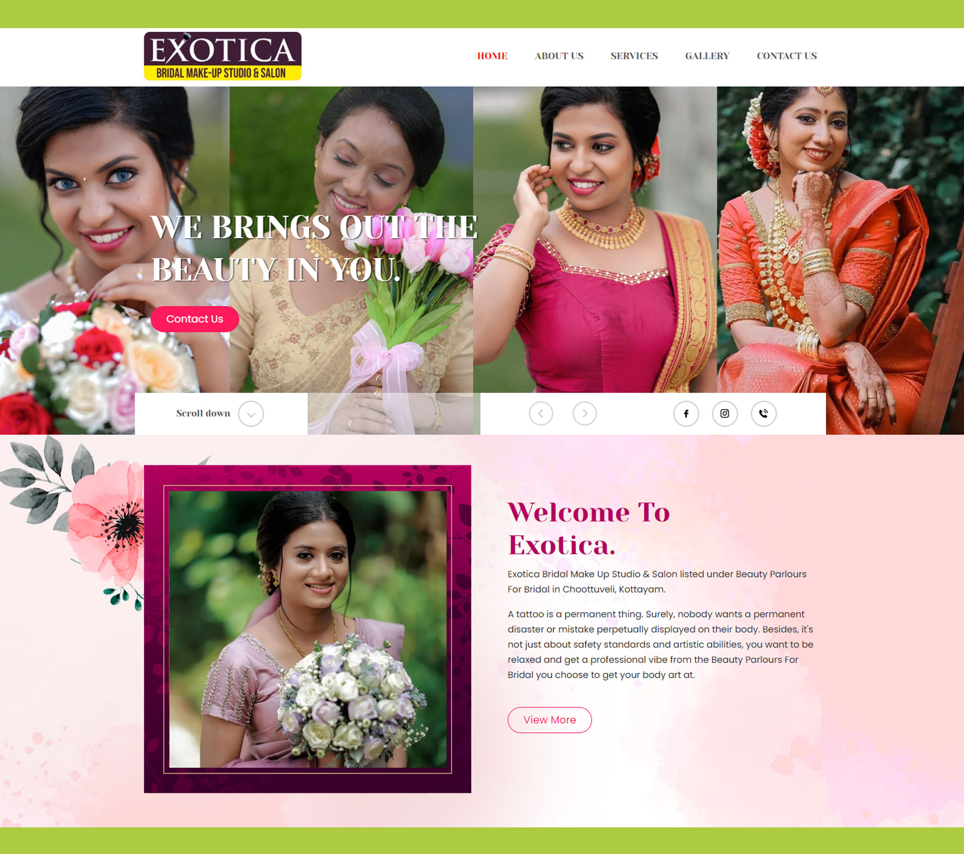 Exotica Bridal Make Up Studio & Salon website screenshot from Maxcast archive