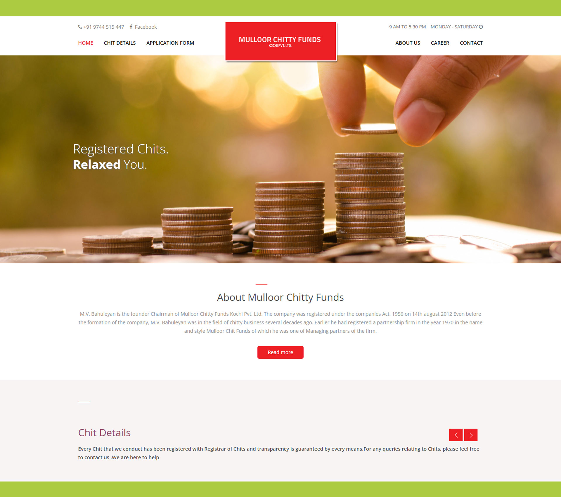 Mulloor Chitty Funds Kochi Pvt. Ltd. website screenshot from Maxcast archive