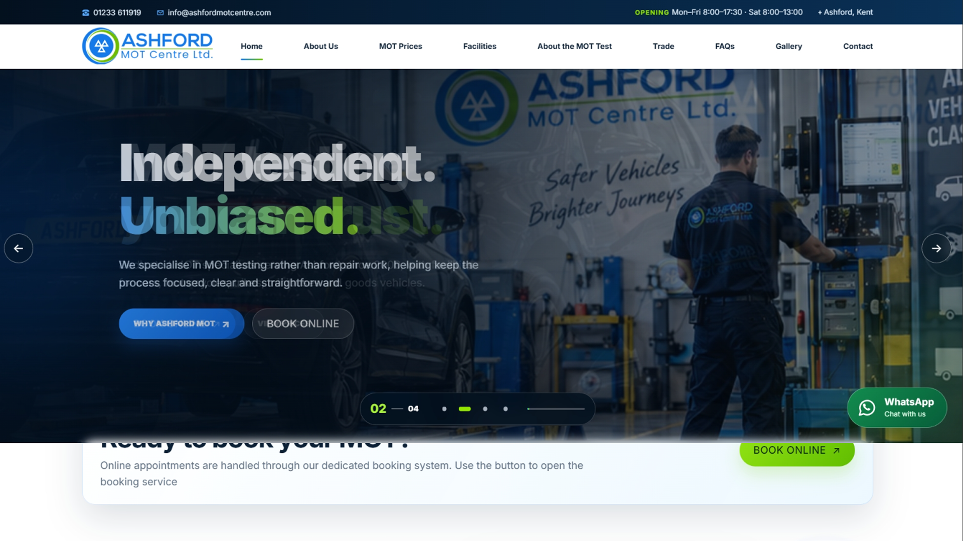 Ashford MOT Centre website showcase
