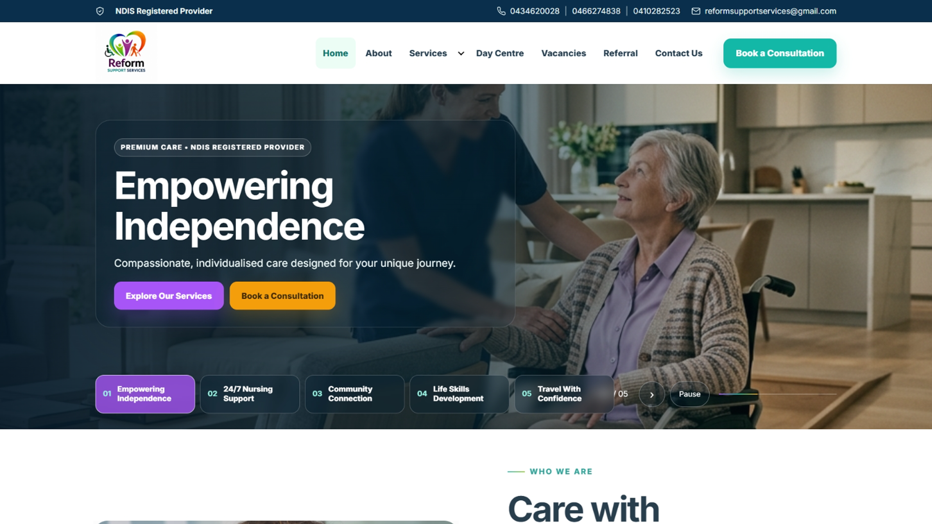 Reform Support Services website showcase