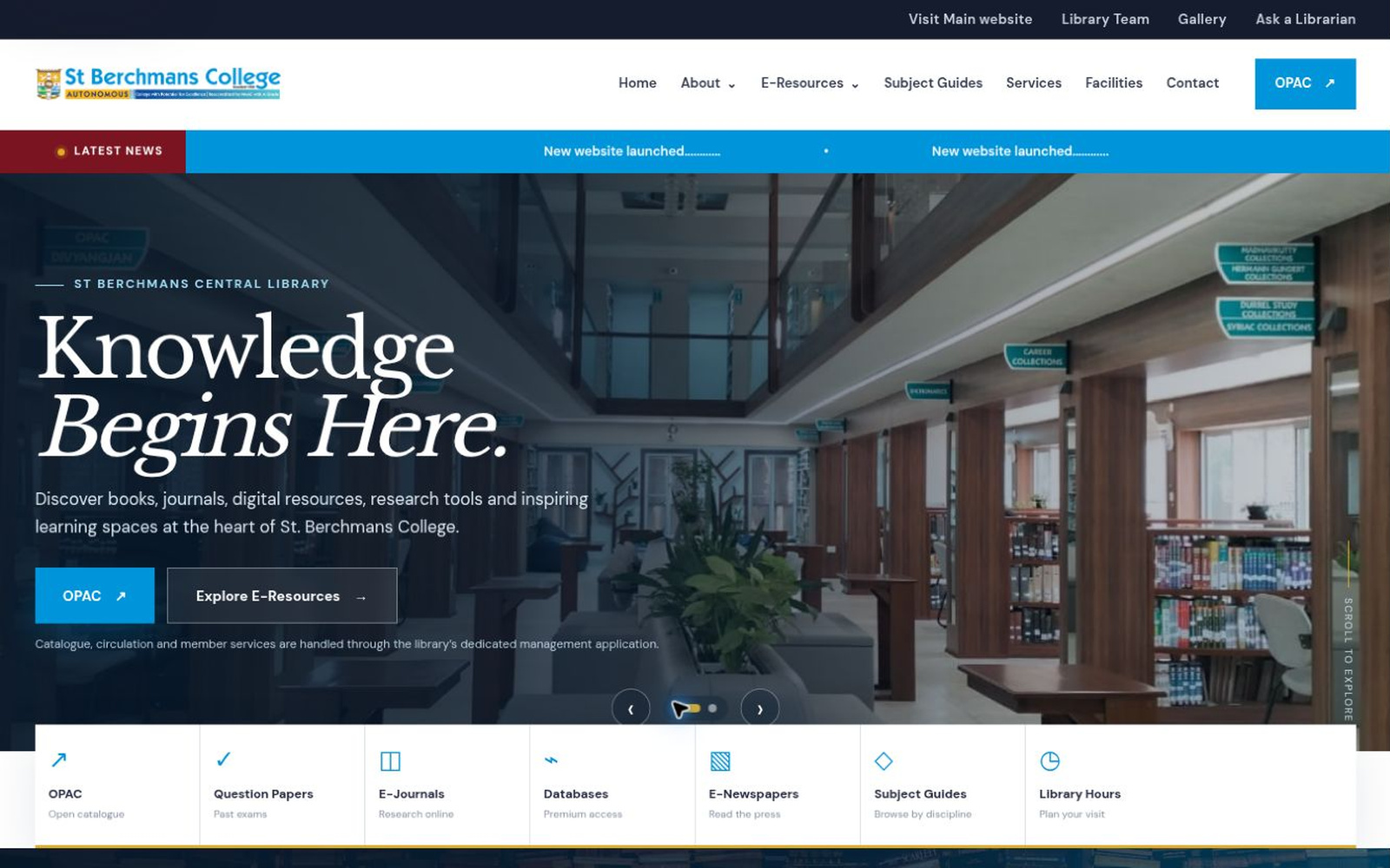 SB College Central Library website showcase